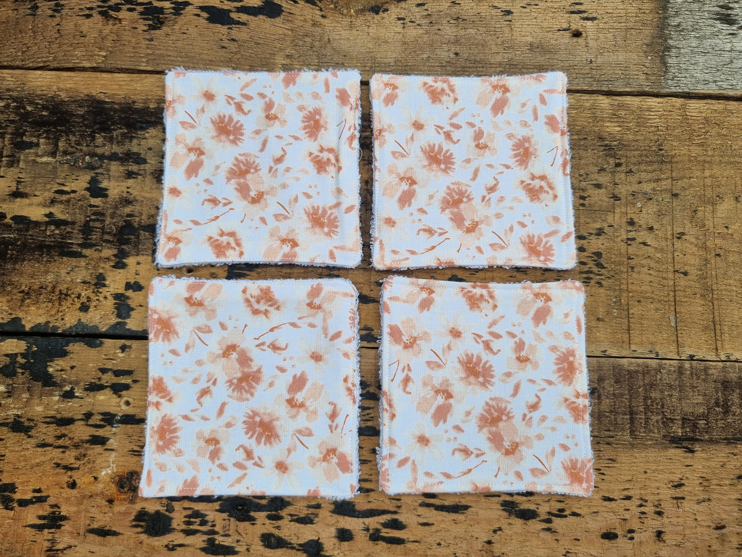 Peach Watercolour Florals Reusable Bamboo Wipes