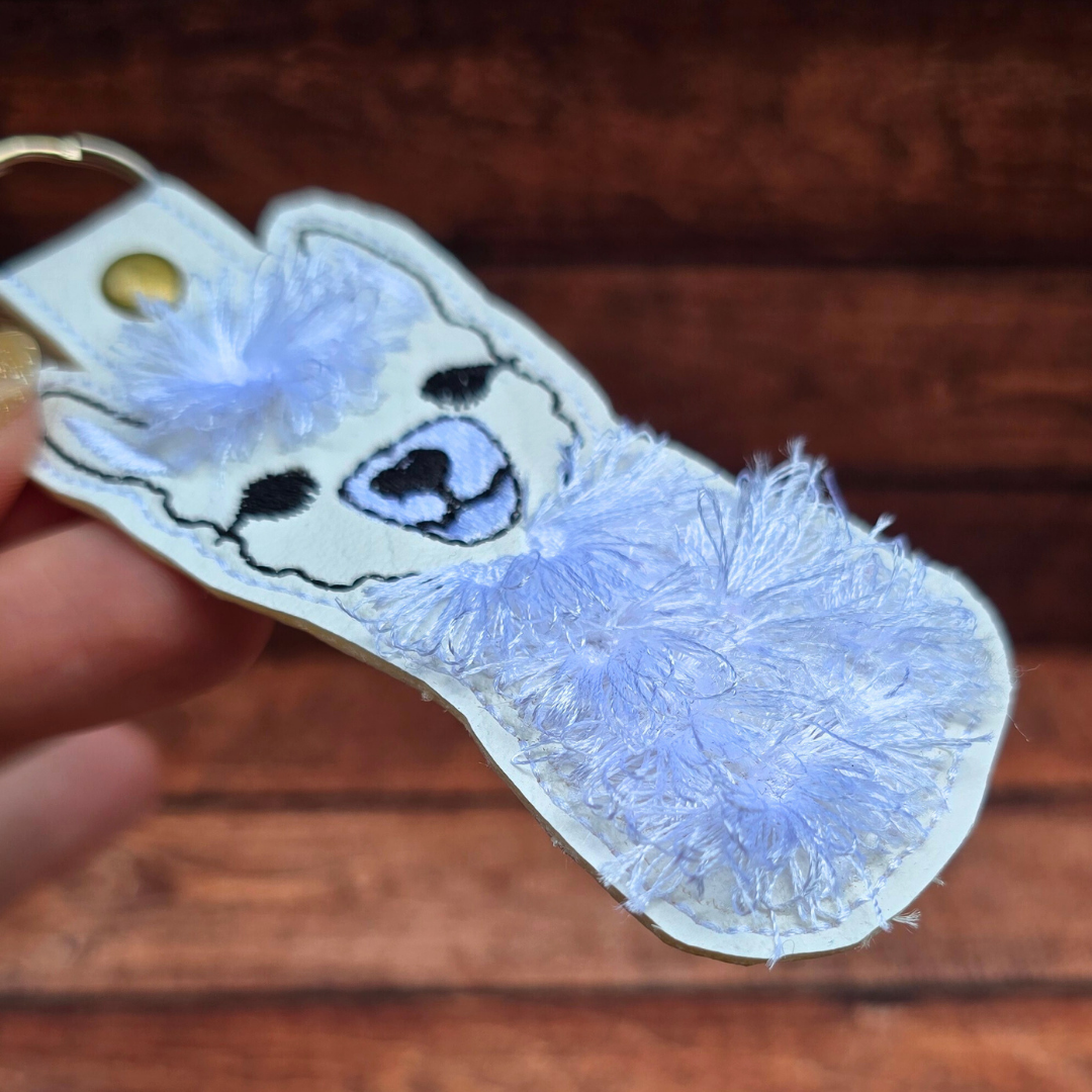 Fluffy Alpaca | Embroidered Keychain