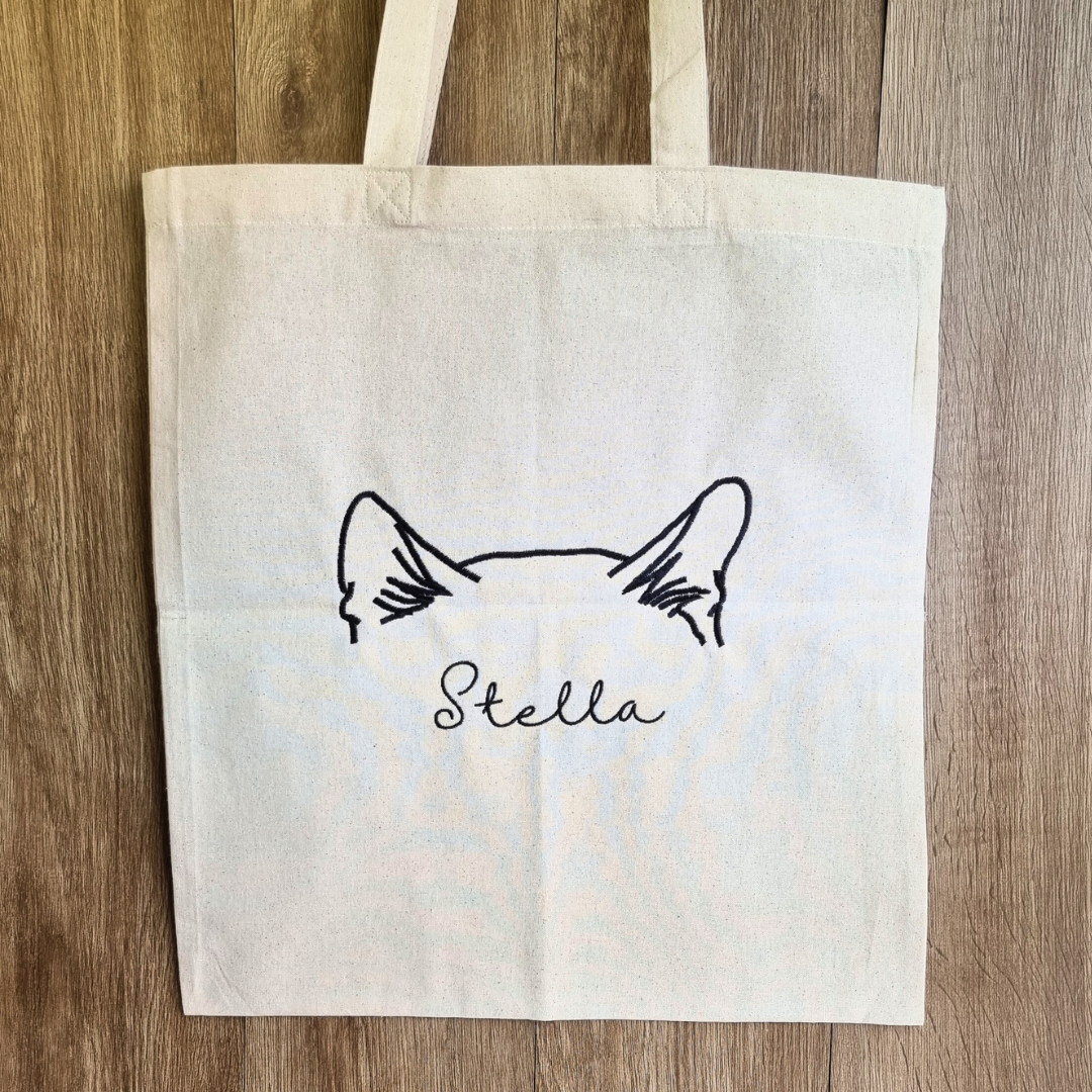 Personalised Cat Ears | Embroidered Tote Bag
