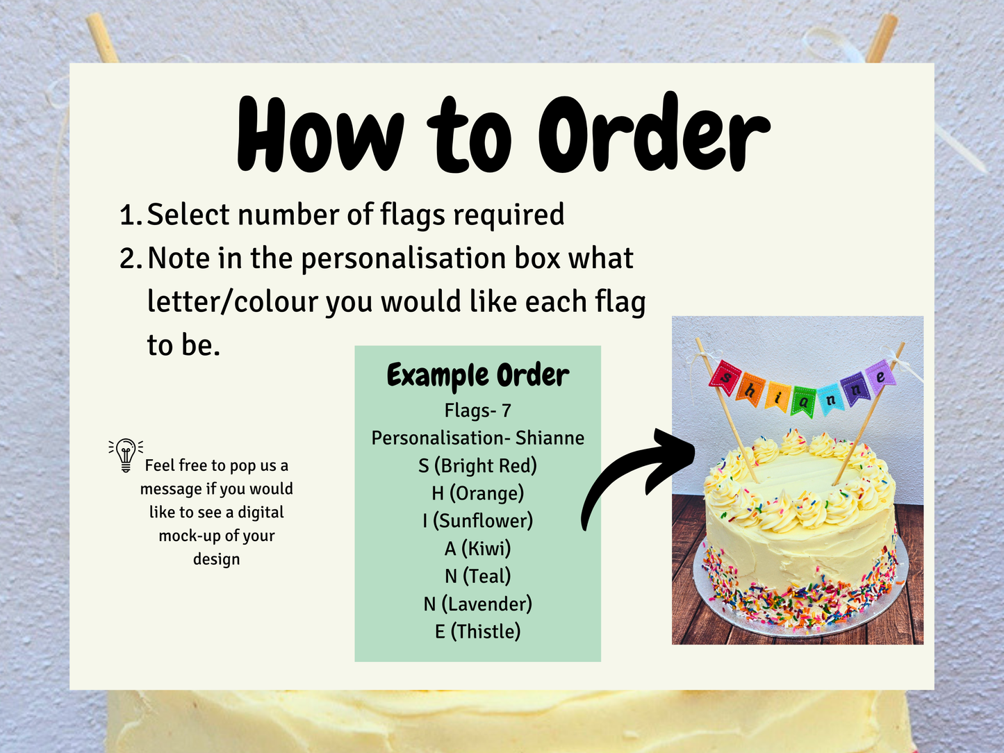 Mini Personalised Bunting | Cake Topper