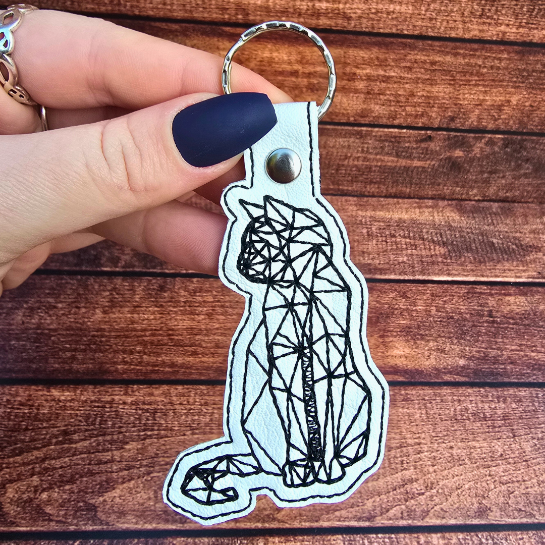 Abstract Cat | Embroidered Keychain