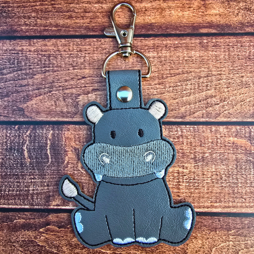 Hippo | Embroidered Keychain