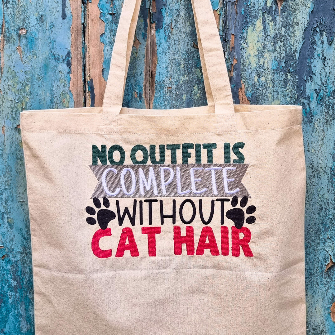Funny Cat or Dog Hair | Embroidered Tote Bag