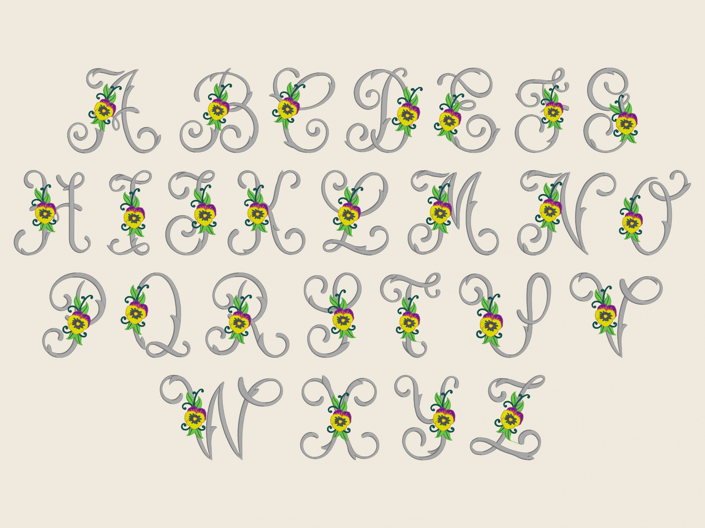 Personalised Pretty Pansy Initial | Embroidered Tote Bag