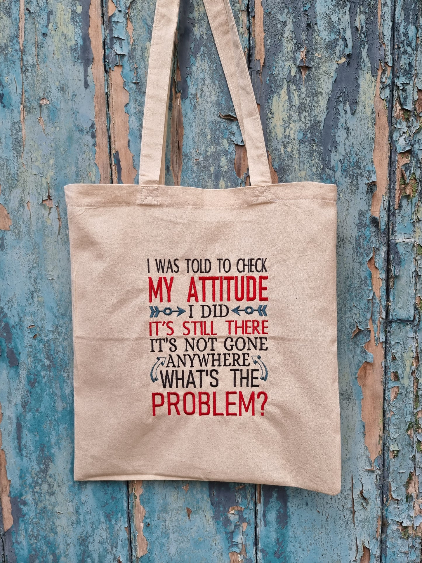 Check My Attitude | Embroidered Tote Bag