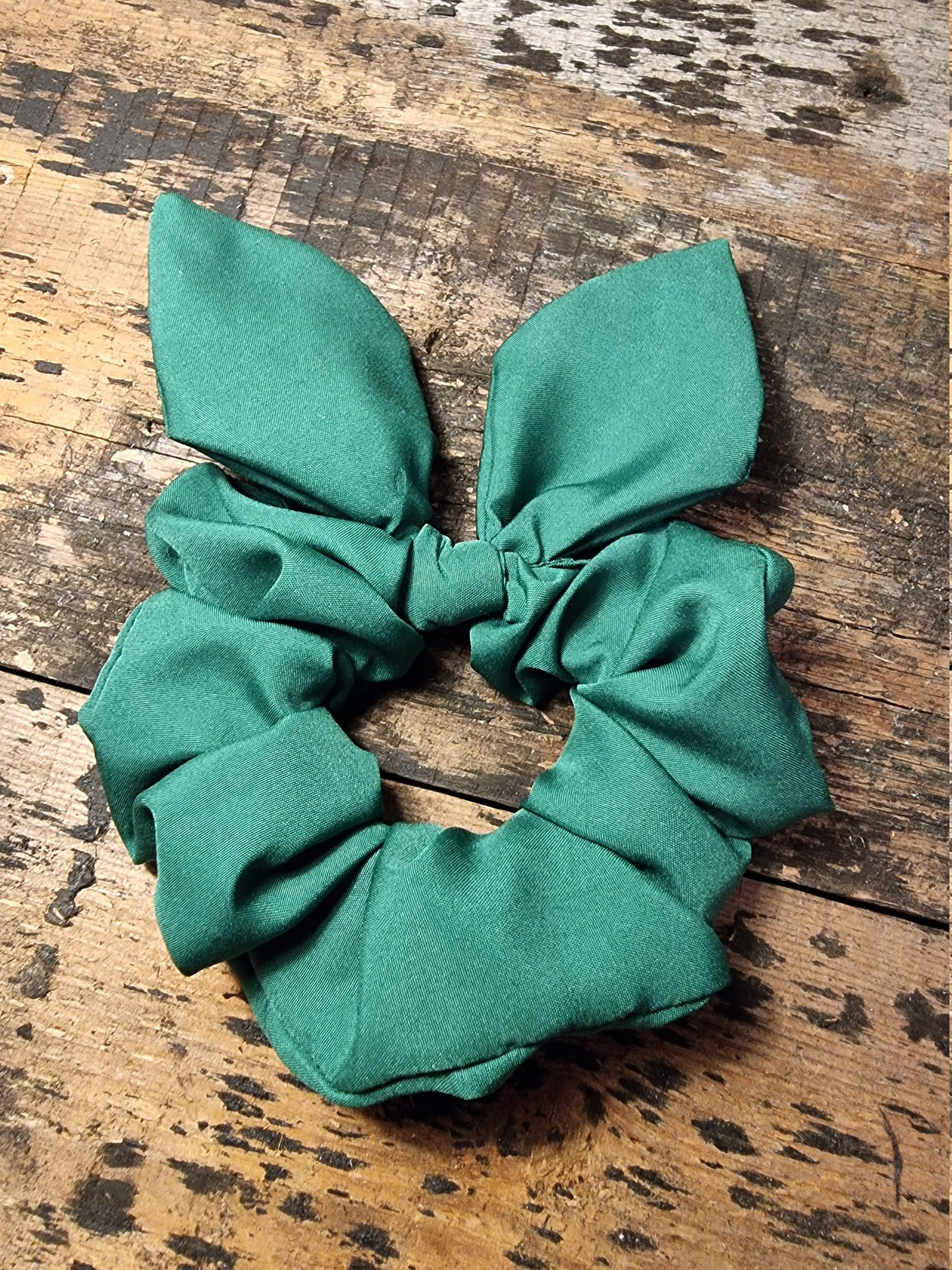 Forest Green Super Soft Crepe Bow Scrunchie | Removeable Bow