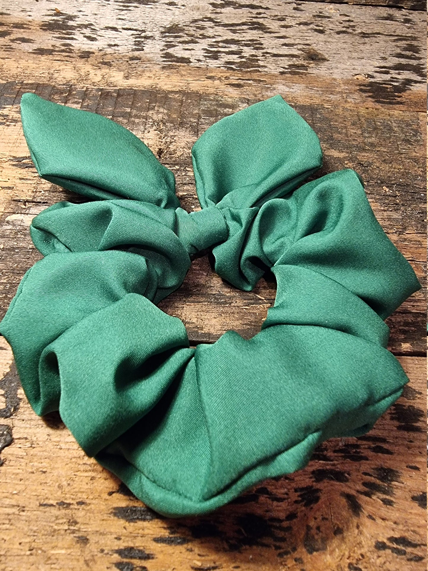 Forest Green Super Soft Crepe Bow Scrunchie | Removeable Bow