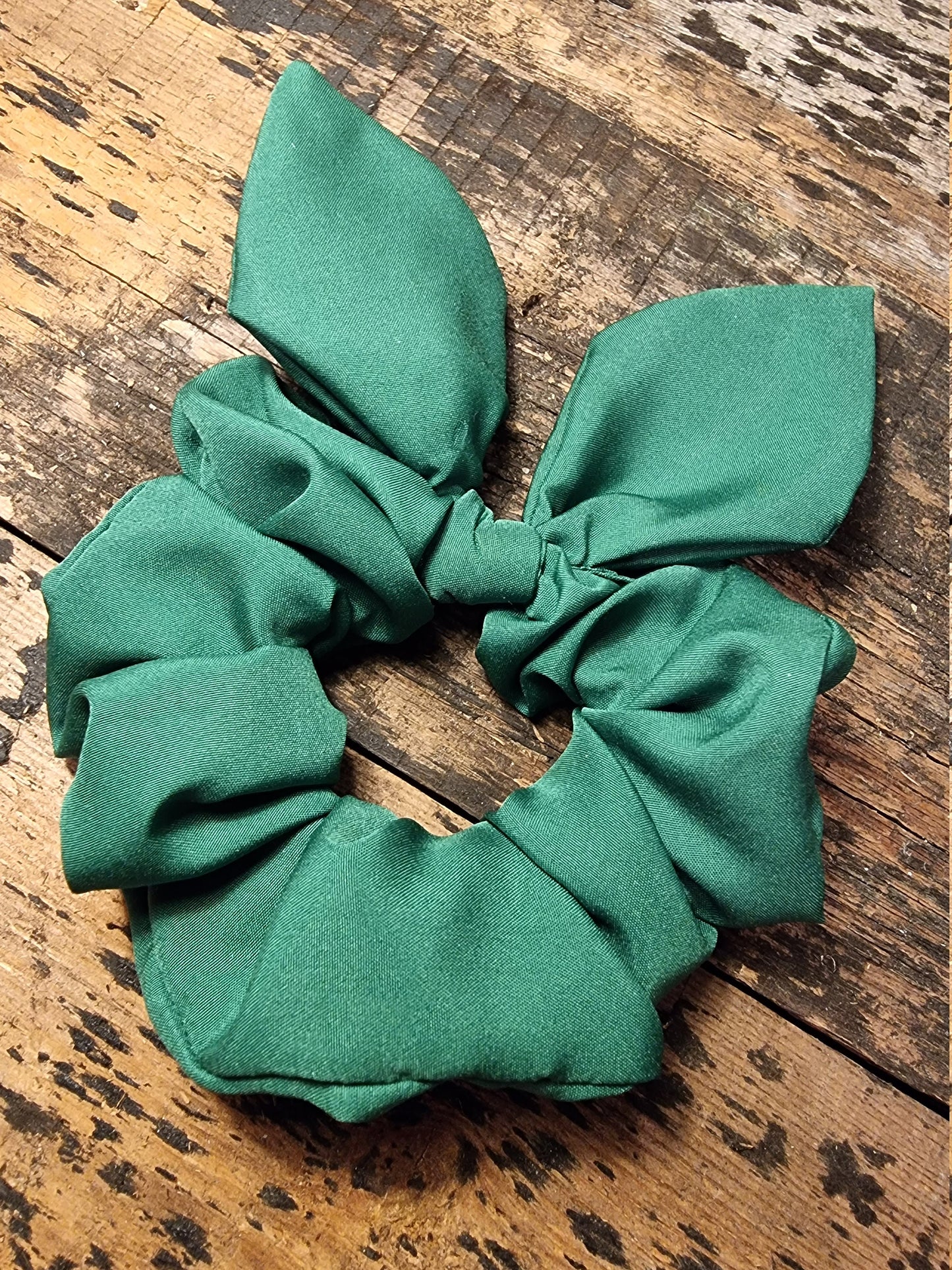 Forest Green Super Soft Crepe Bow Scrunchie | Removeable Bow