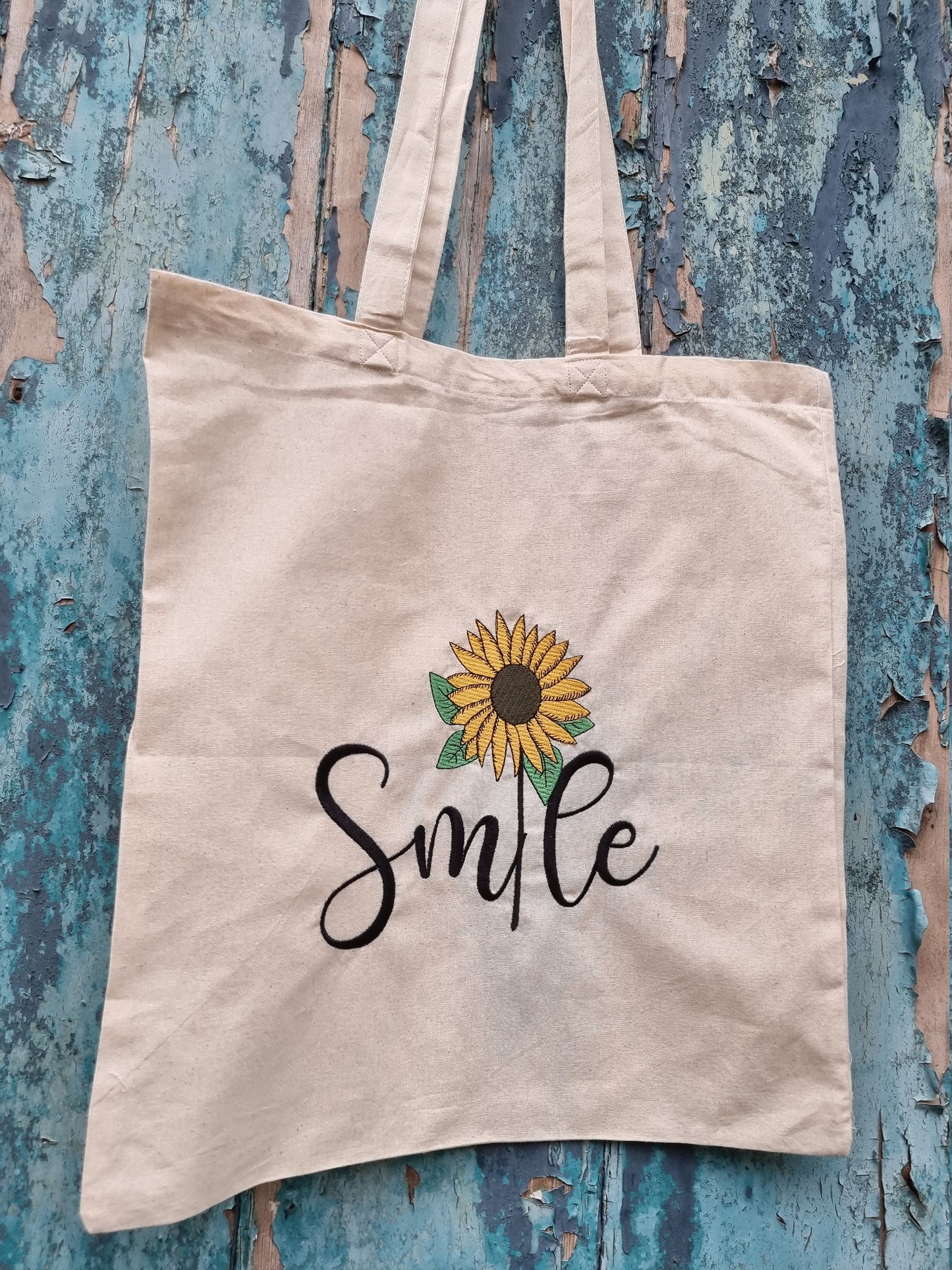 Smile Sunflower | Embroidered Tote Bag
