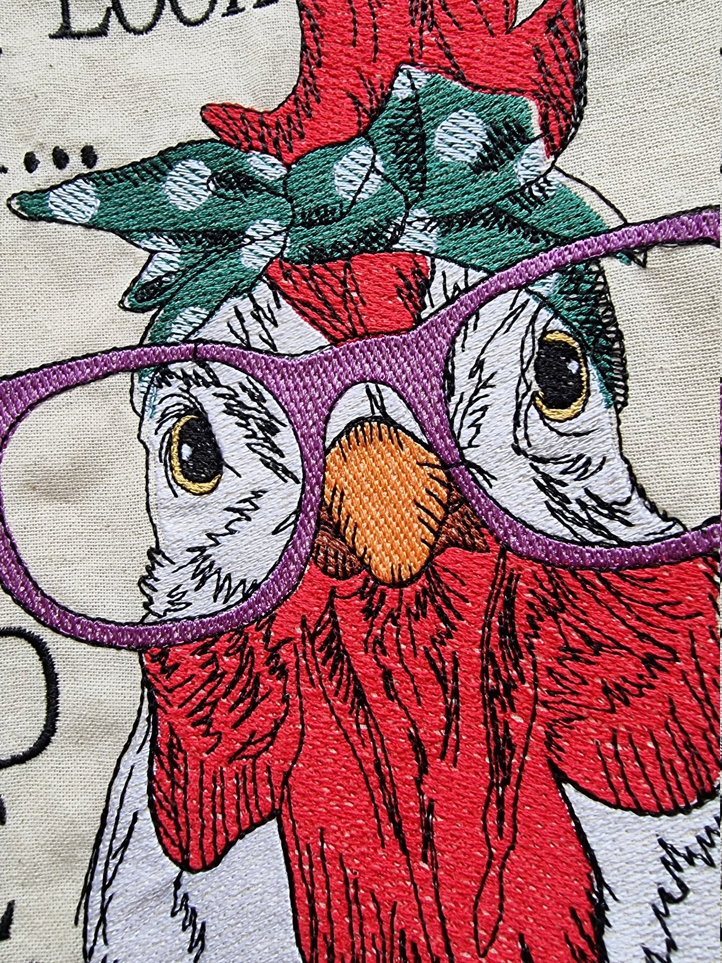 Humorous Chicken | Embroidered Tote Bag