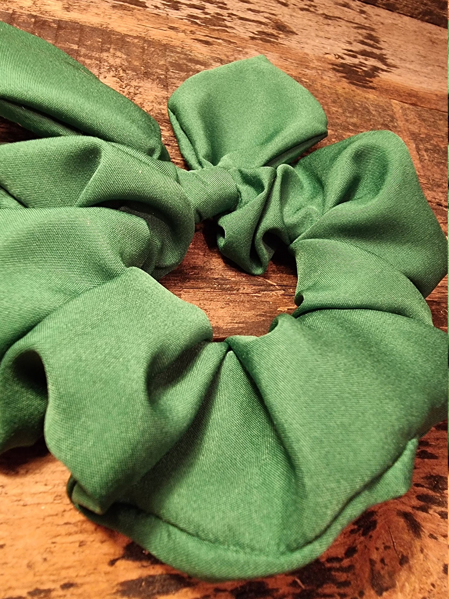 Forest Green Super Soft Crepe Bow Scrunchie | Removeable Bow