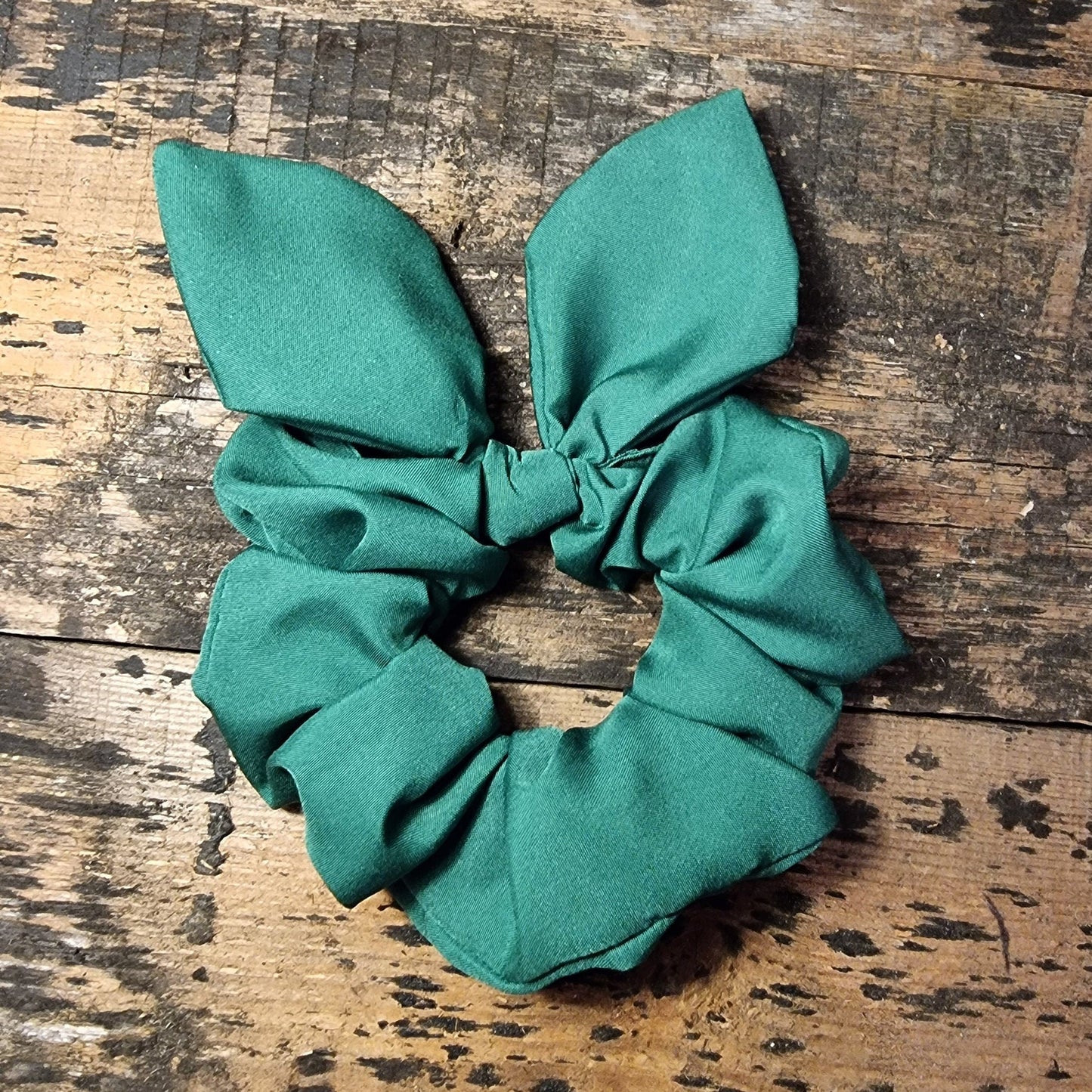Forest Green Super Soft Crepe Bow Scrunchie | Removeable Bow
