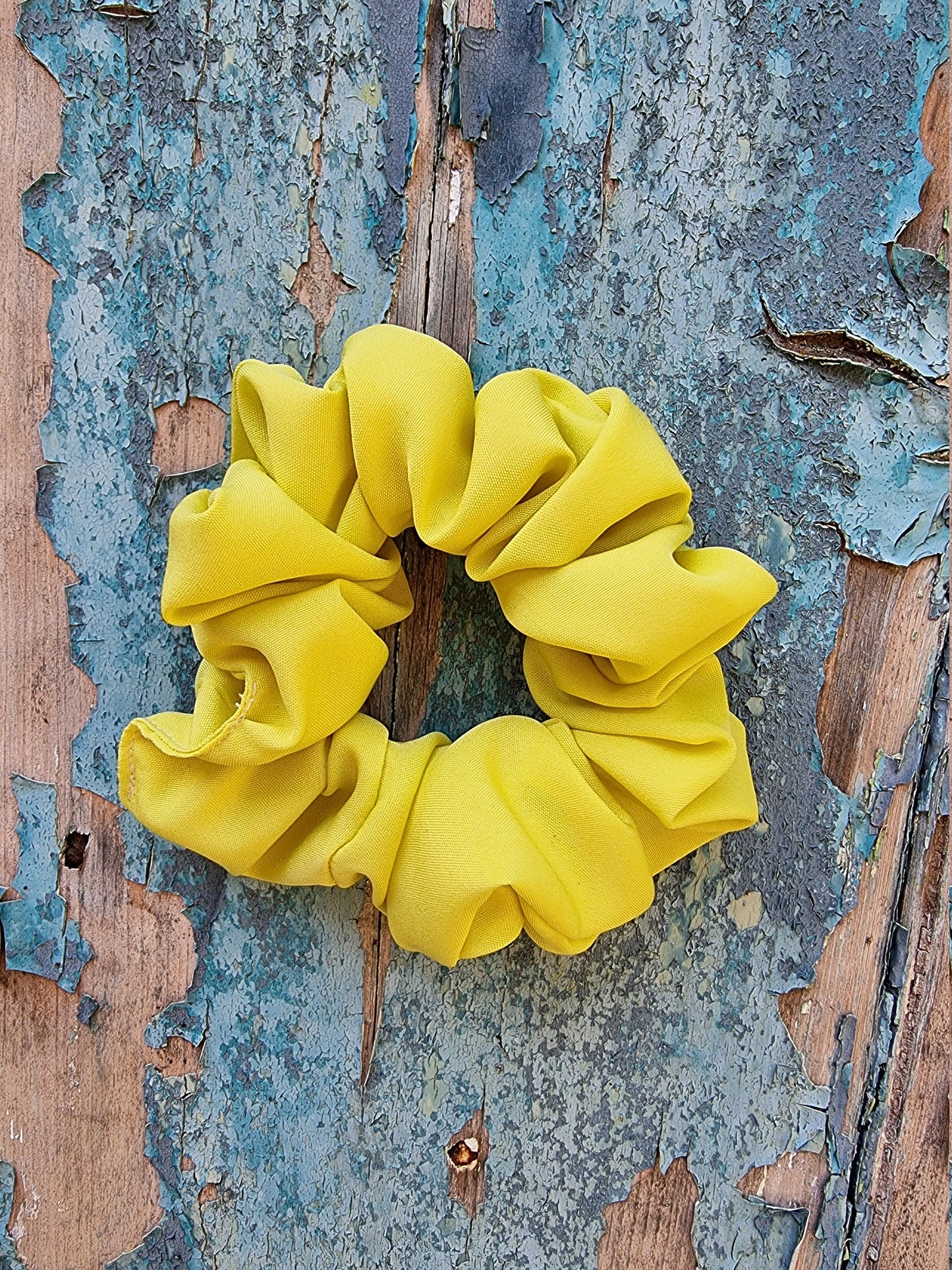 Soft Lemon Yellow Crepe Scrunchie | Hair Tie