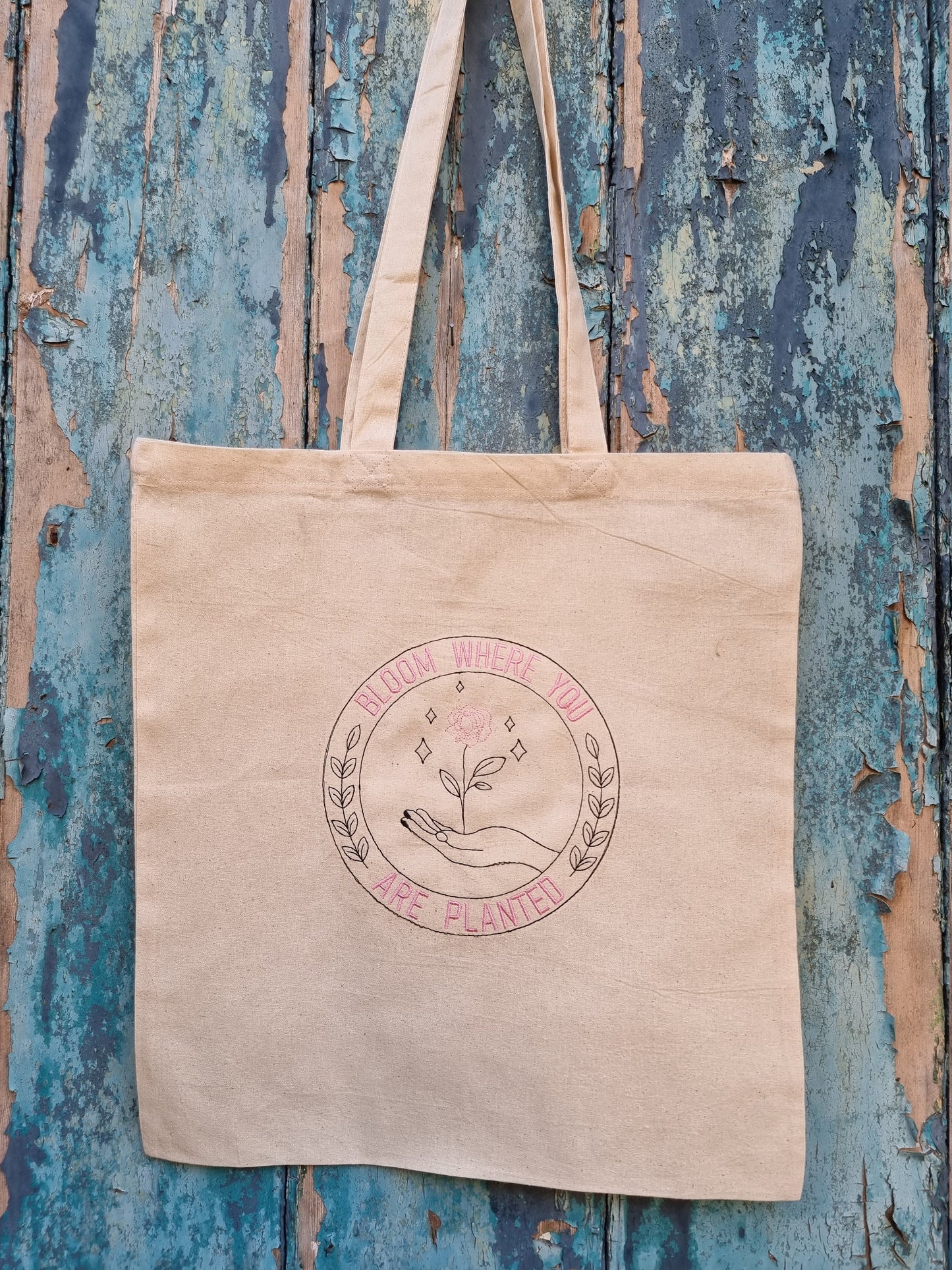 Bloom Where You Are Planted Emblem | Embroidered Tote Bag