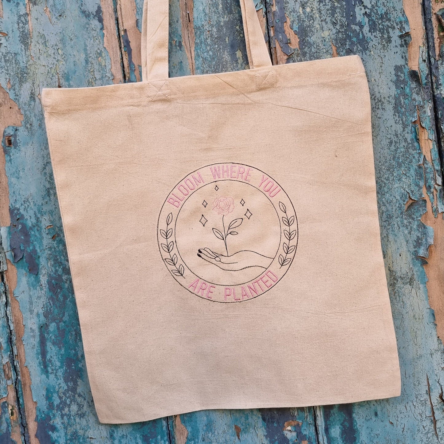 Bloom Where You Are Planted Emblem | Embroidered Tote Bag