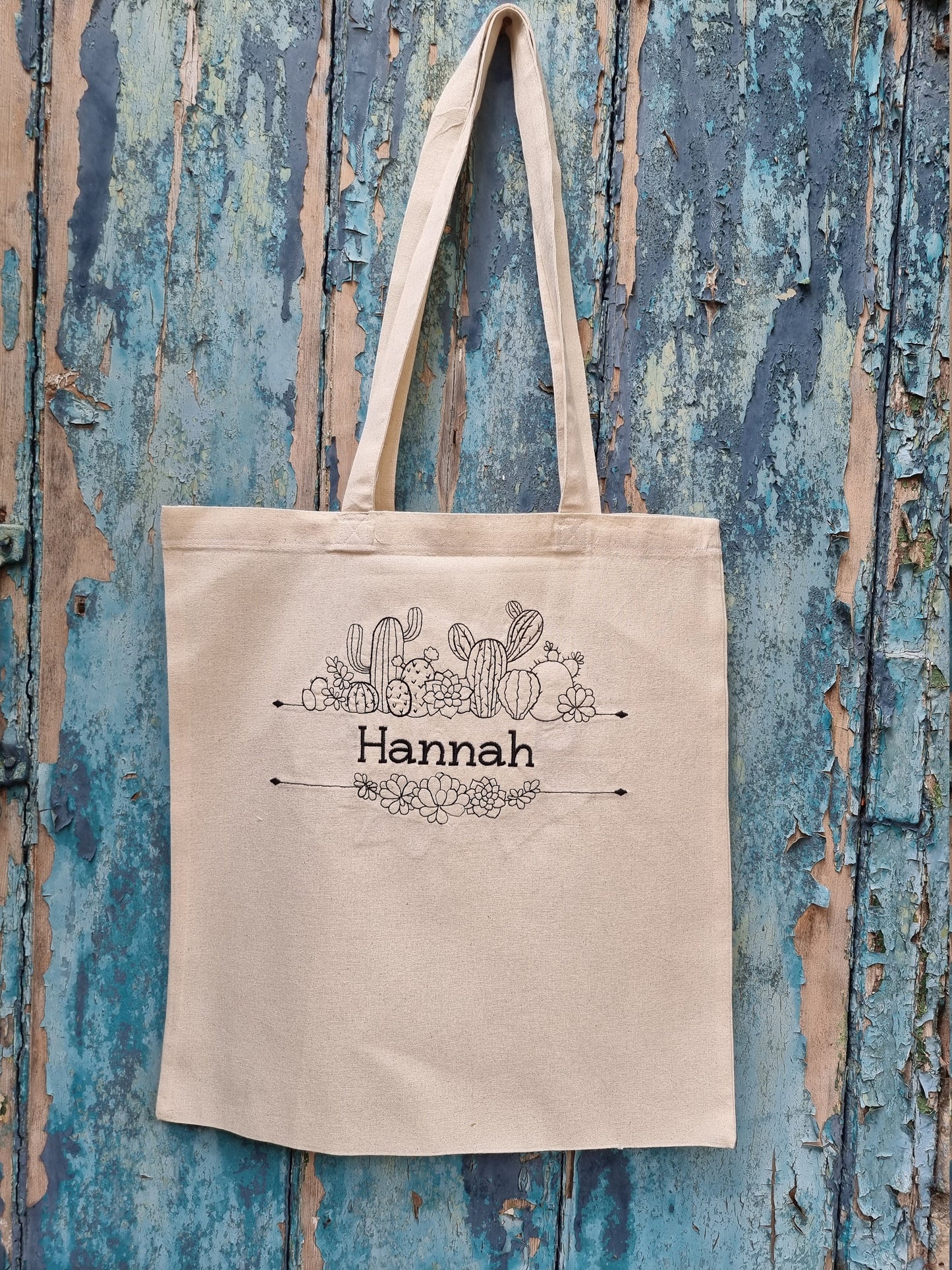 Cacti Line Art | Embroidered Tote Bag