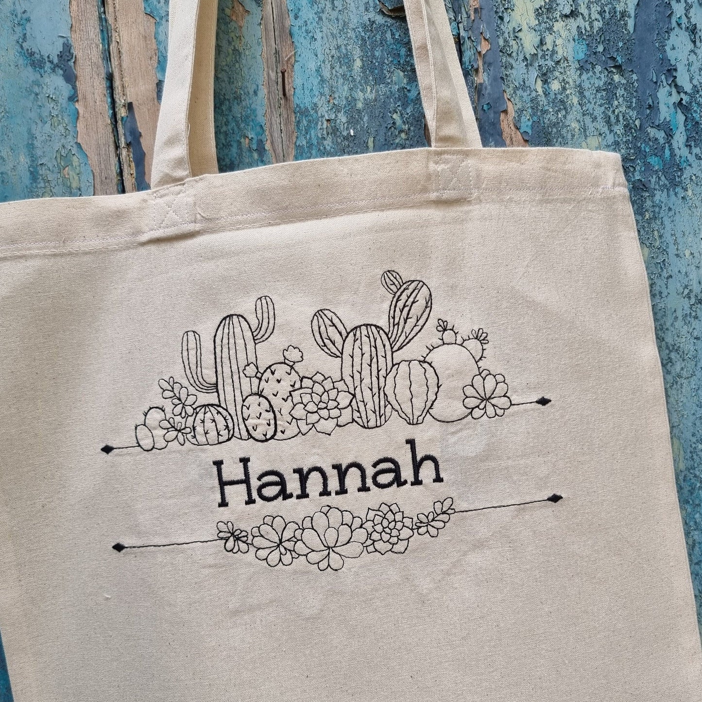 Cacti Line Art | Embroidered Tote Bag