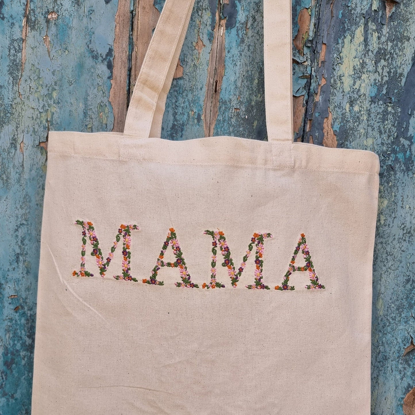 Floral MAMA | Embroidered Tote Bag