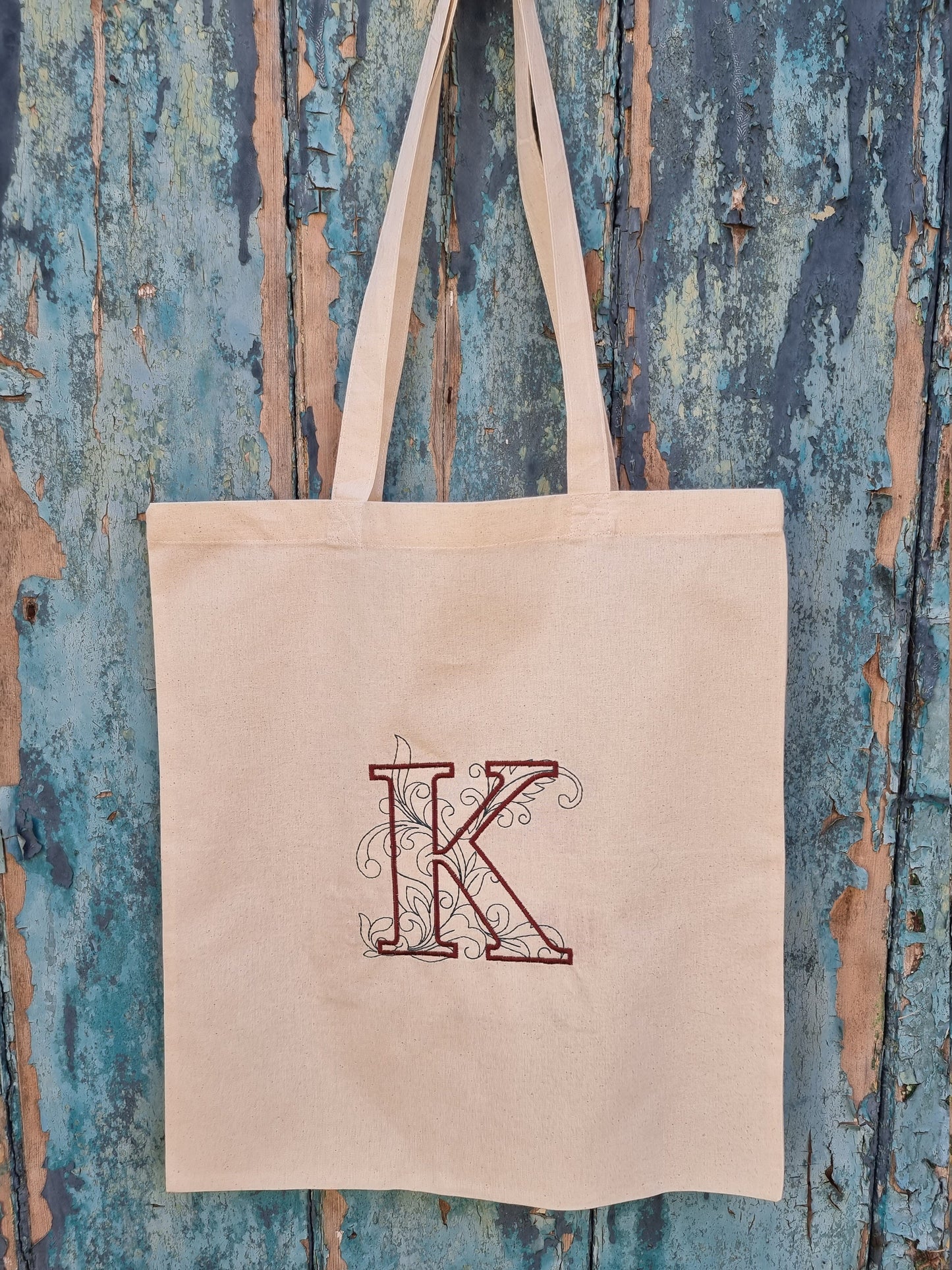 Ornate Initial | Embroidered Tote Bag