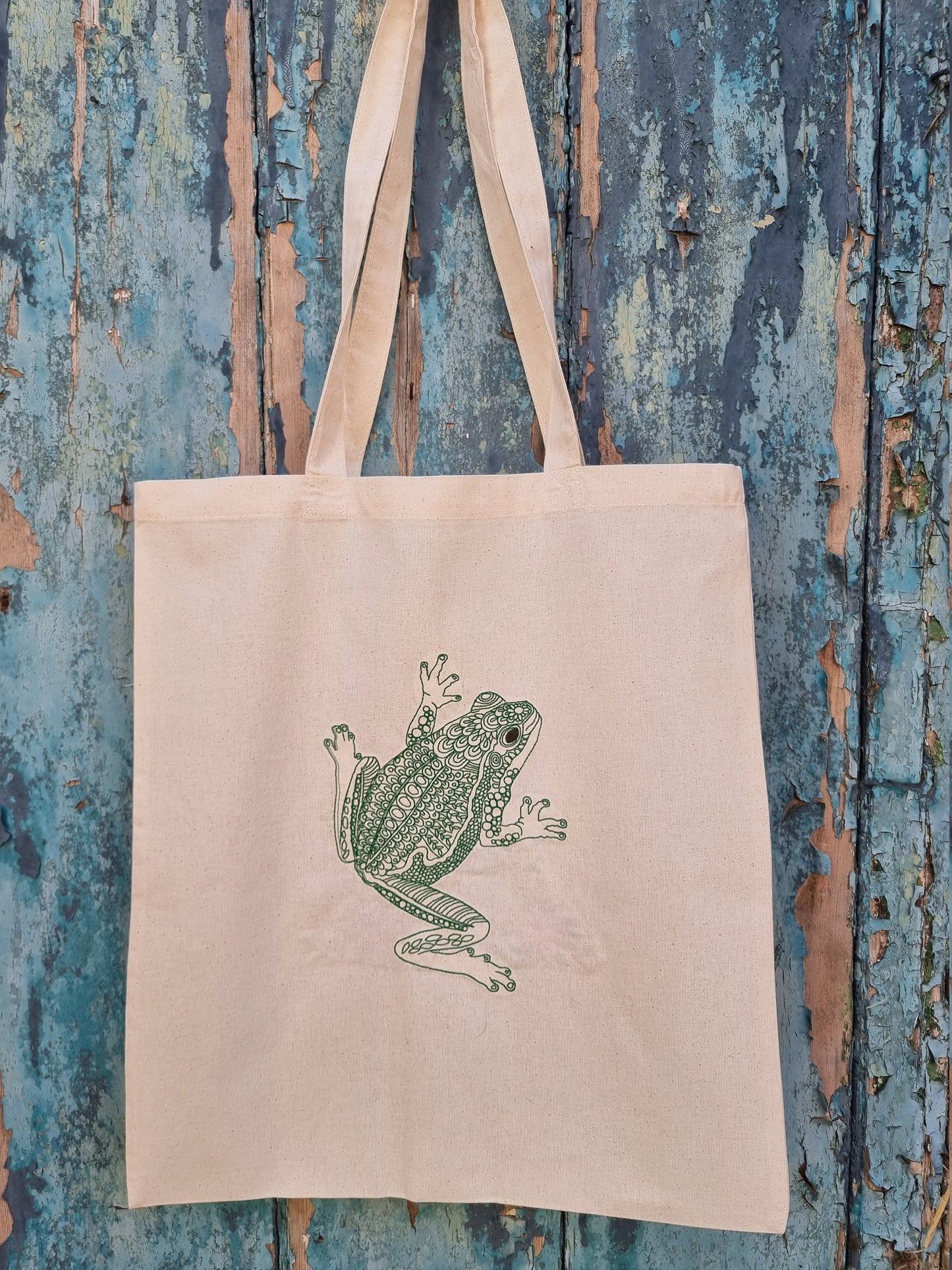 Henna Style Tree Frog | Embroidered Tote Bag