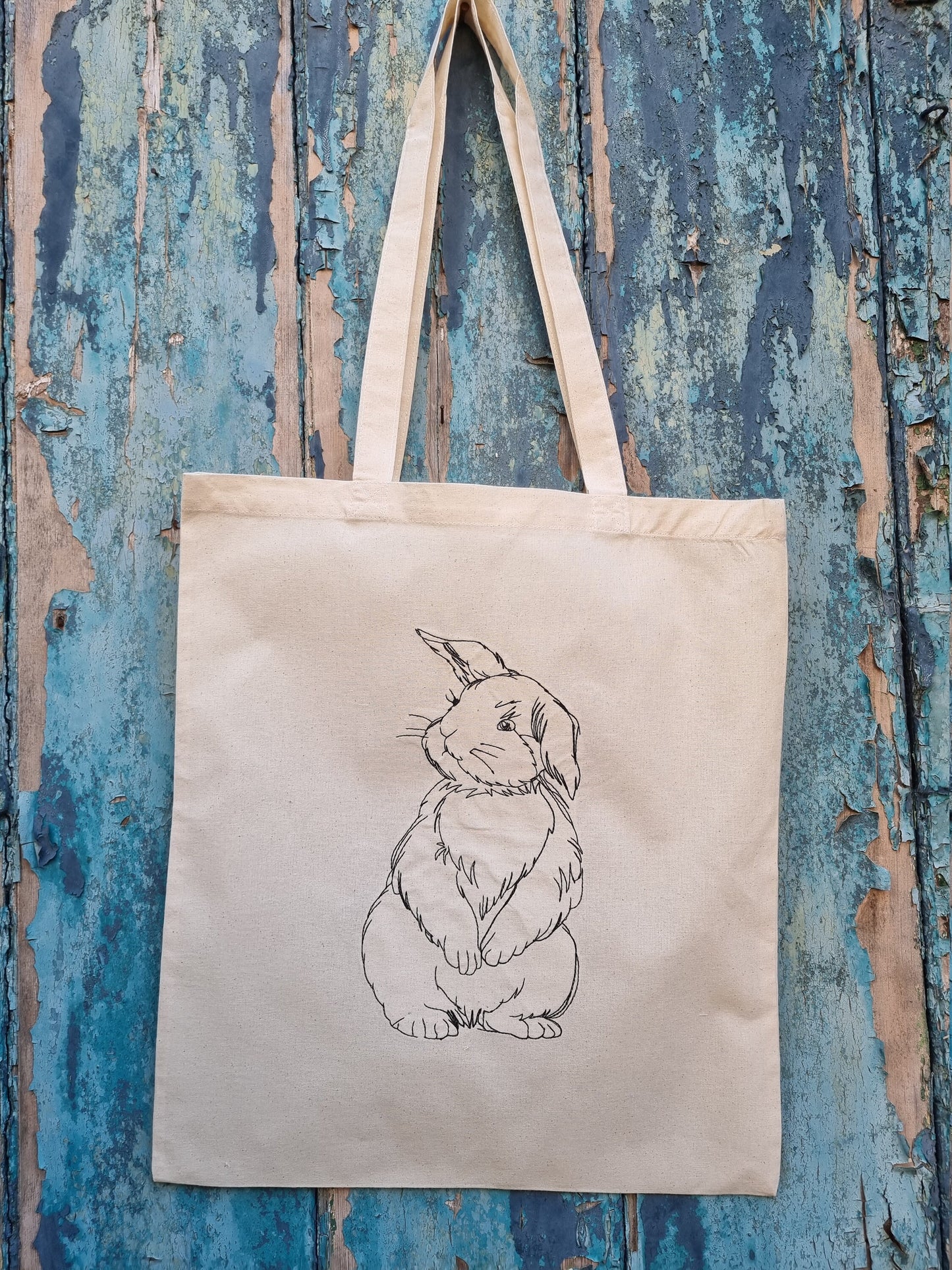 Line Art Cute Bunny | Embroidered Tote Bag