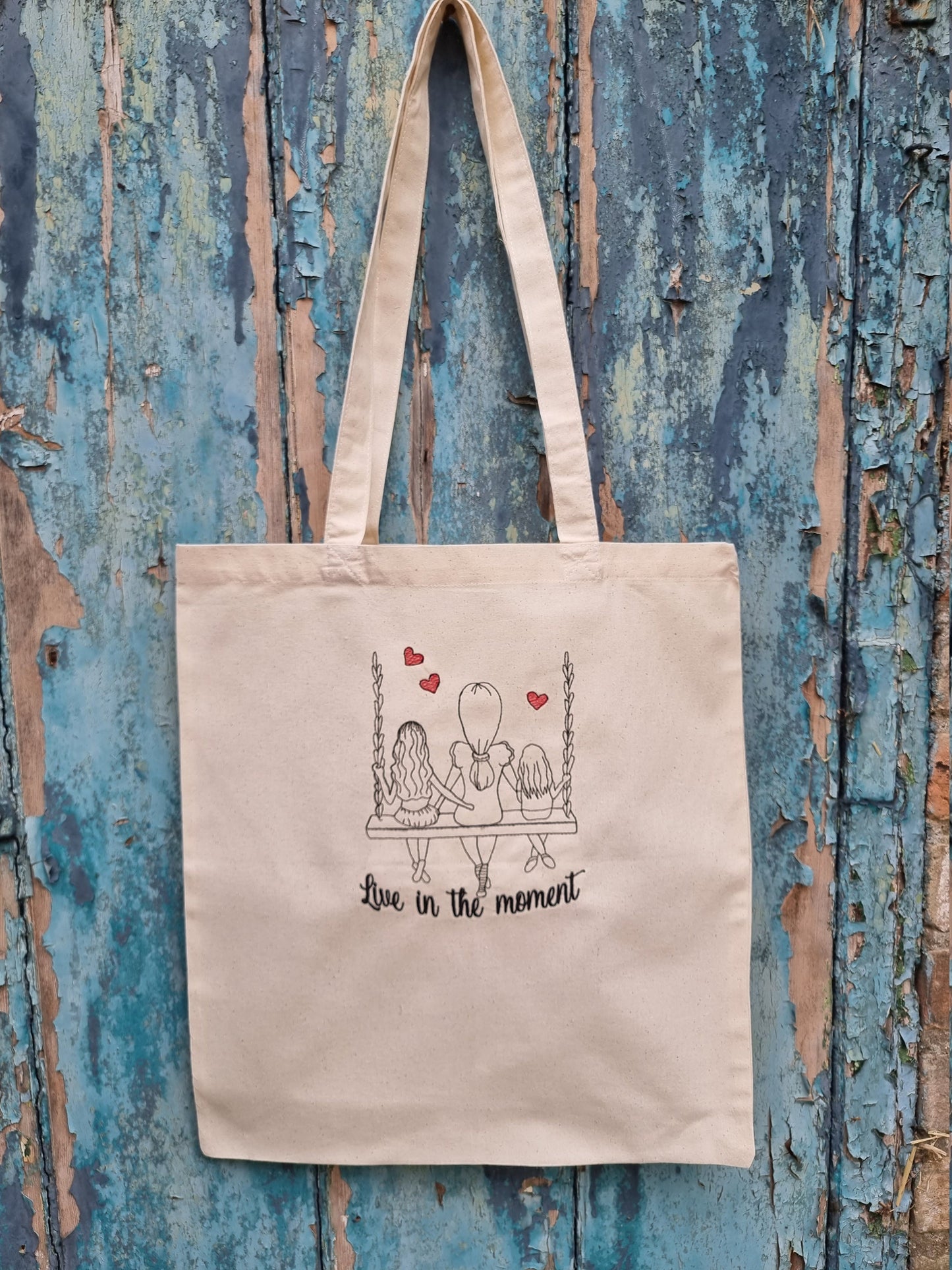 Live In The Moment | Embroidered Tote Bag