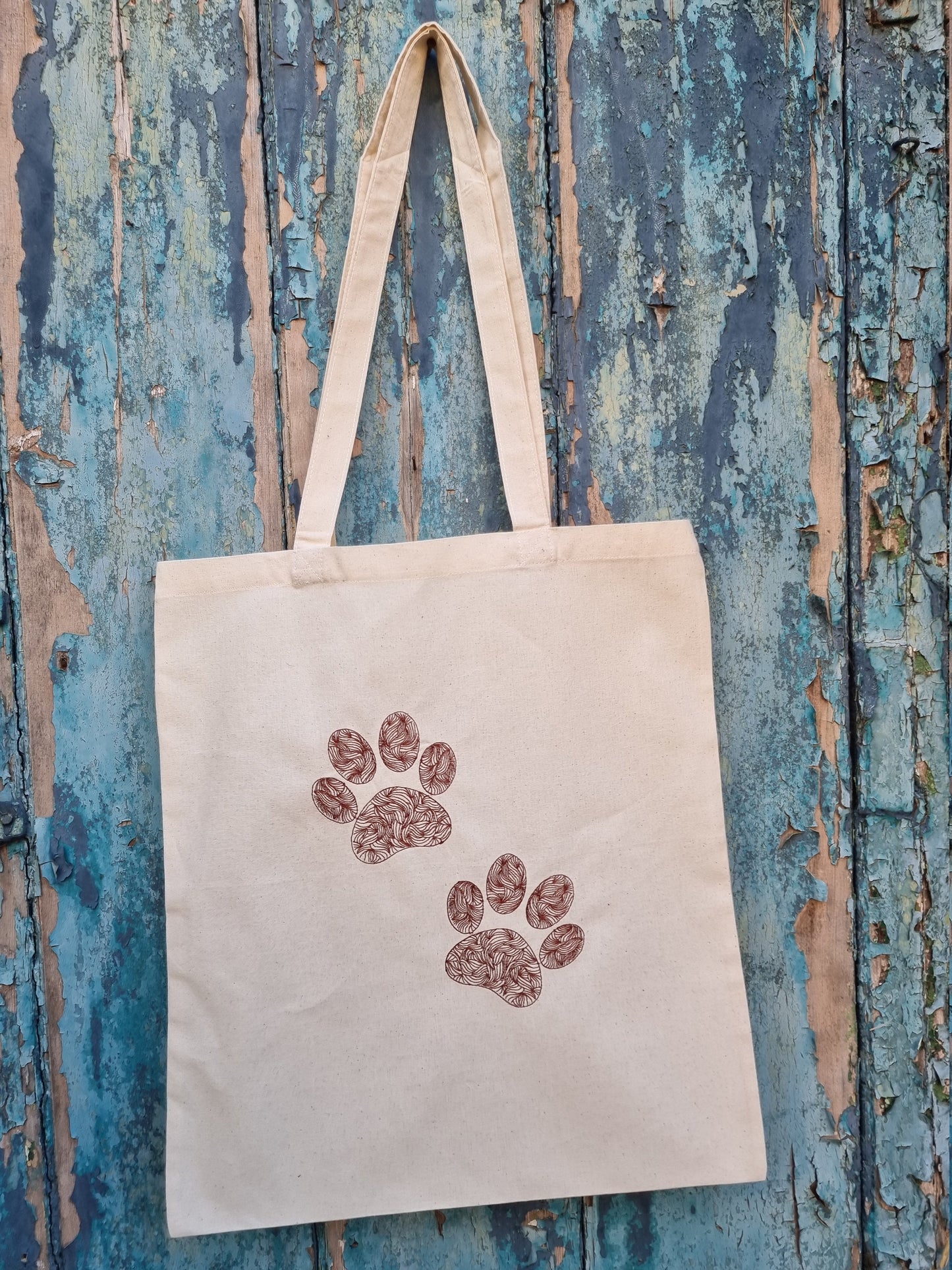 Line Art Paw Prints | Embroidered Tote Bag