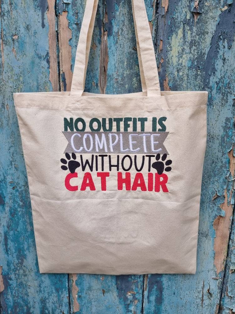 Funny Cat or Dog Hair | Embroidered Tote Bag