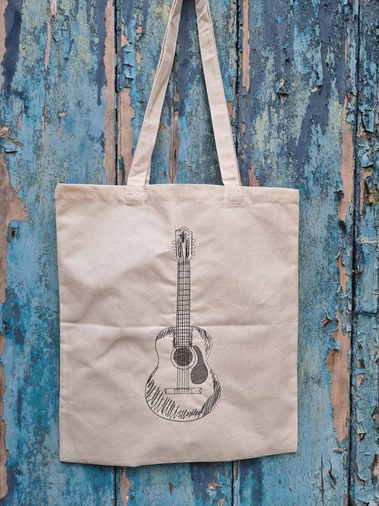 Guitar Sketch | Embroidered Tote Bag