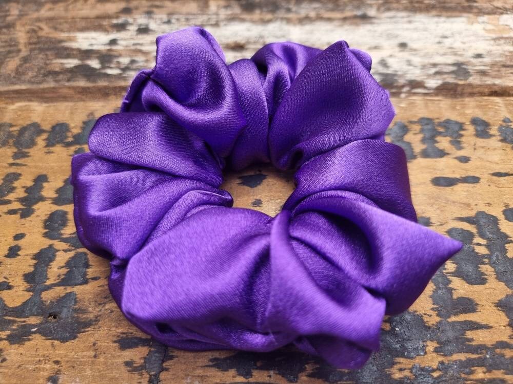 Royal Purple Crepe Satin Scrunchie | Hair Tie