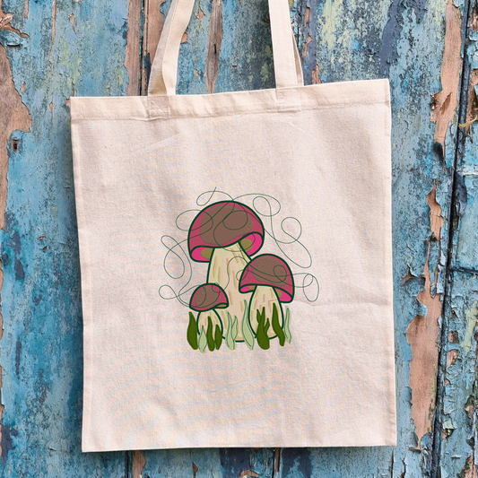 Cute Mushroom | Embroidered Tote Bag