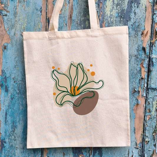 Earthy Abstract Plant | Embroidered Tote Bag