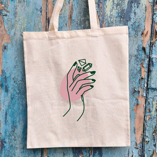 Crystal Hand | Embroidered Tote Bag