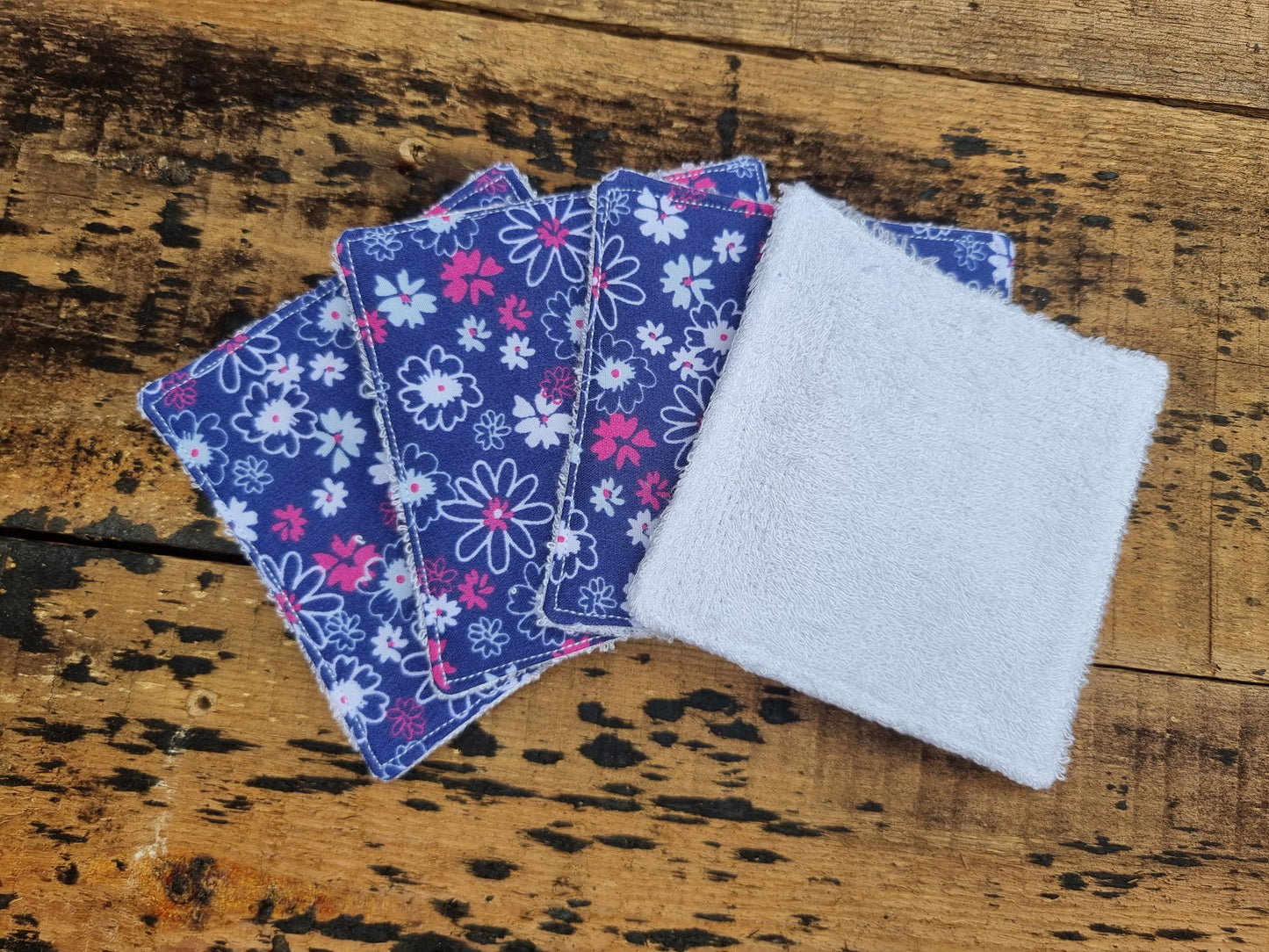 Deep Blue Florals Reusable Bamboo Wipes