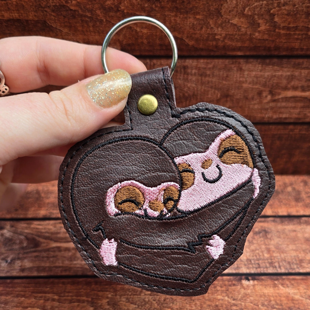 Sloth Love | Embroidered Keychain