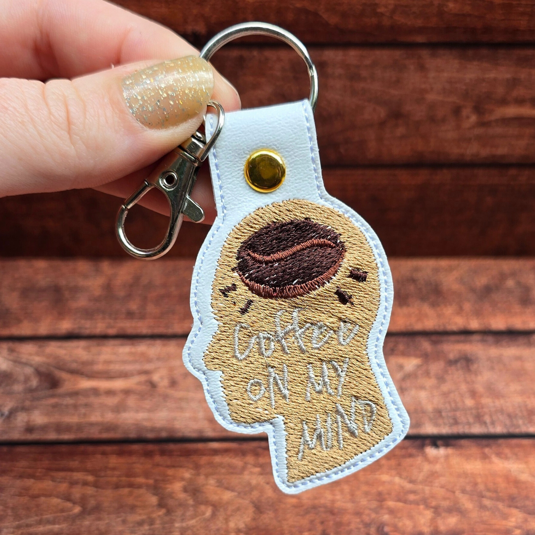 Coffee On My Mind | Embroidered Keychain