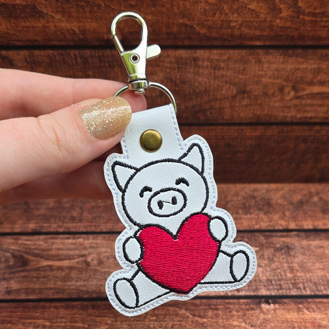 Pig Love | Embroidered Keychain