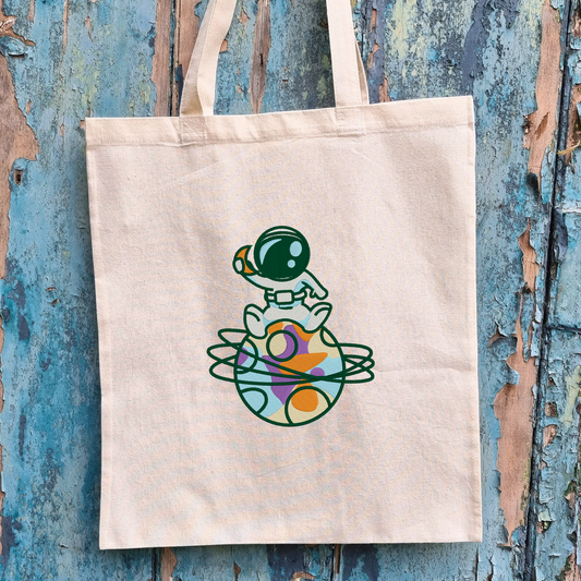 Cute Astronaut Planet | Embroidered Tote Bag