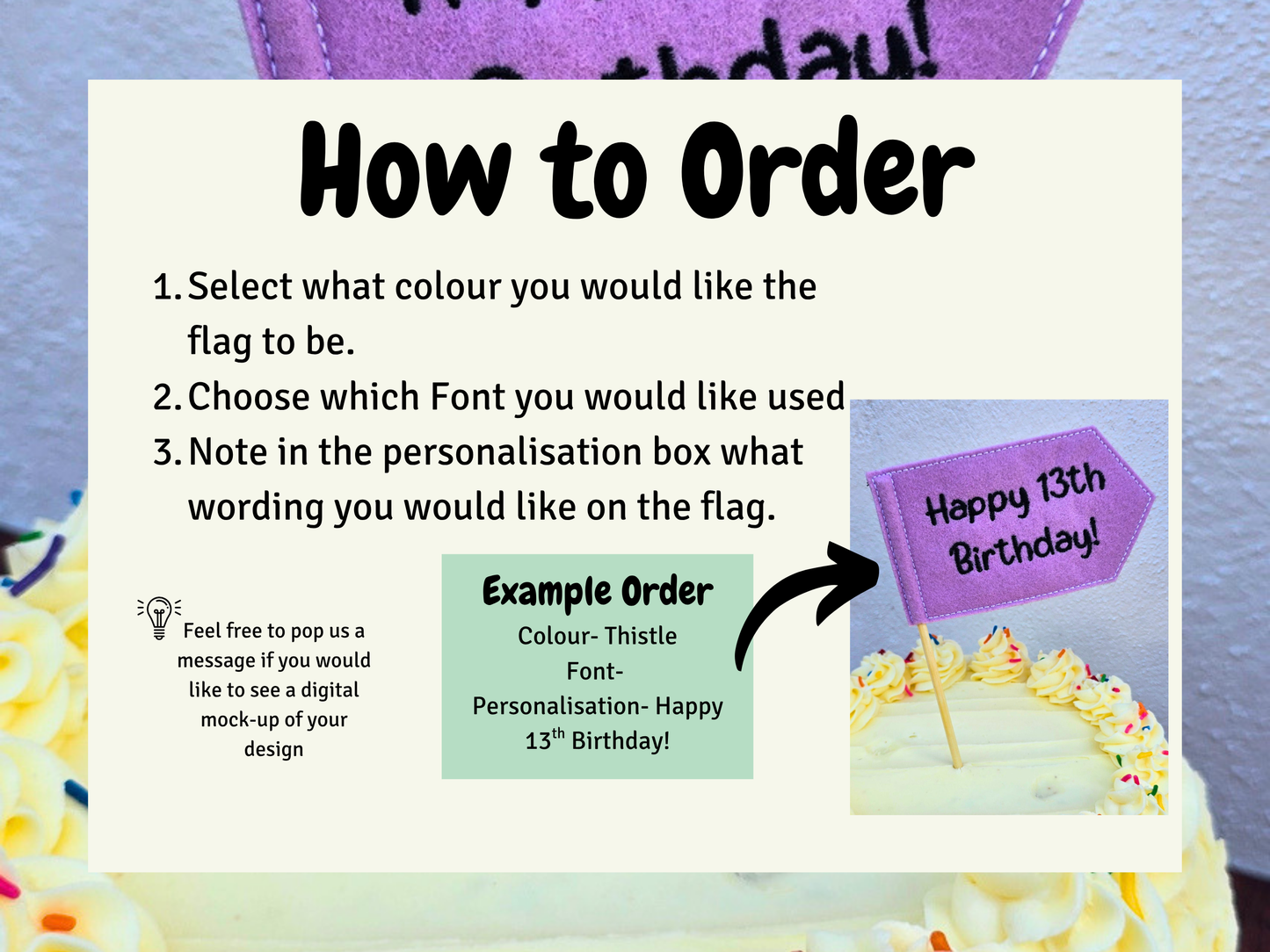 Mini Personalised Flag | Cake Topper