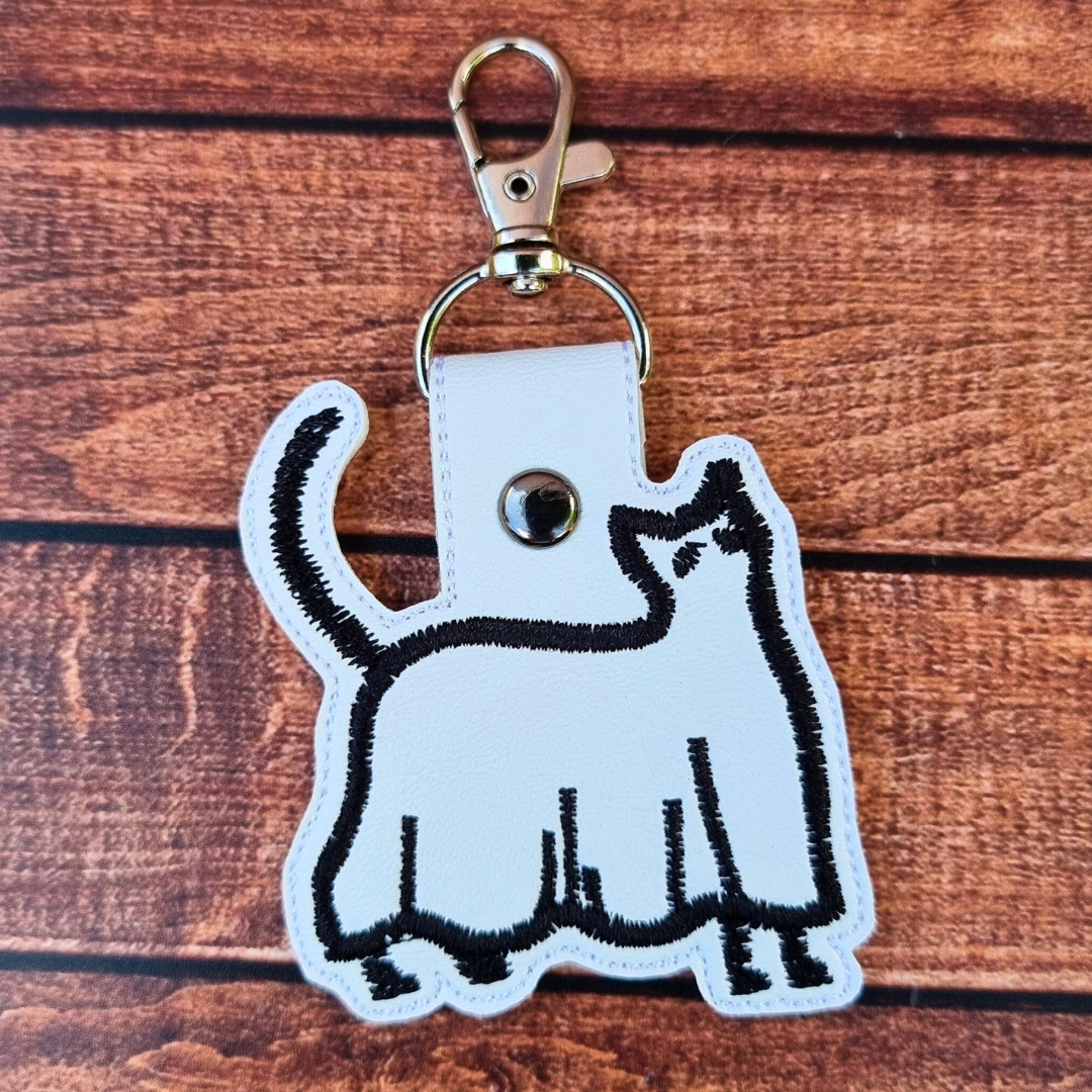 Ghost Cat | Embroidered Keychain