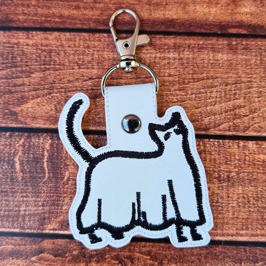 Ghost Cat | Embroidered Keychain