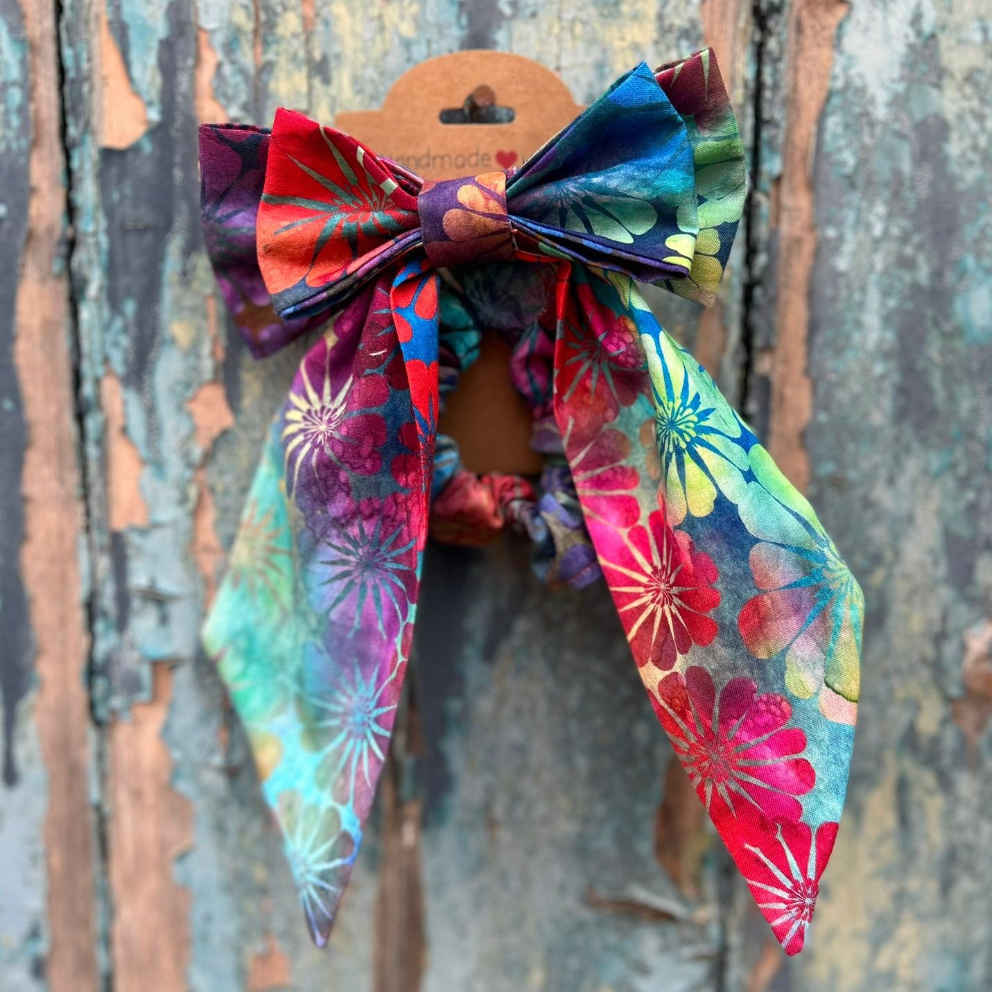 Hawaiian Style Multi Coloured Hair Bow and Scrunchie Set | RizzoSews