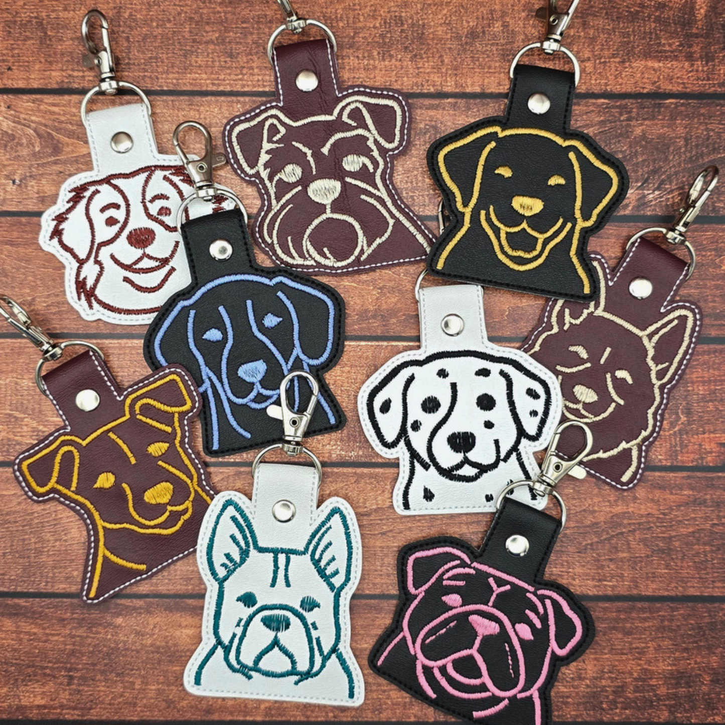 Line Art Dog | Custom Embroidered Keychain