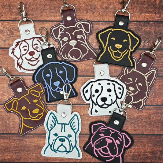 Line Art Dog | Custom Embroidered Keychain