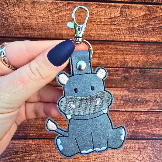 Hippo | Embroidered Keychain