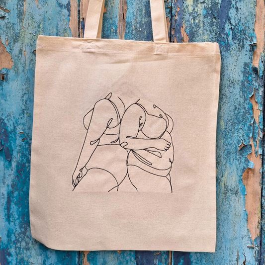 Body Positivity Line Art | Embroidered Tote Bag