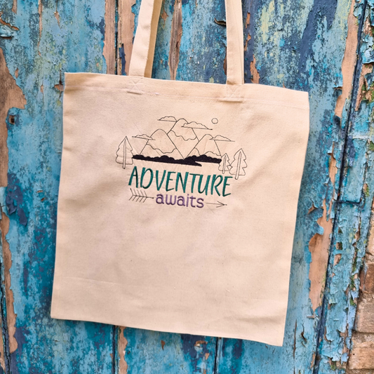 Adventure Awaits | Embroidered Tote Bag