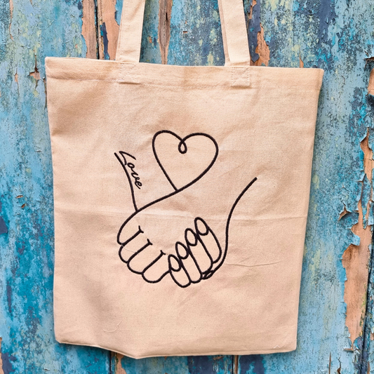 Love Hands | Embroidered Tote Bag