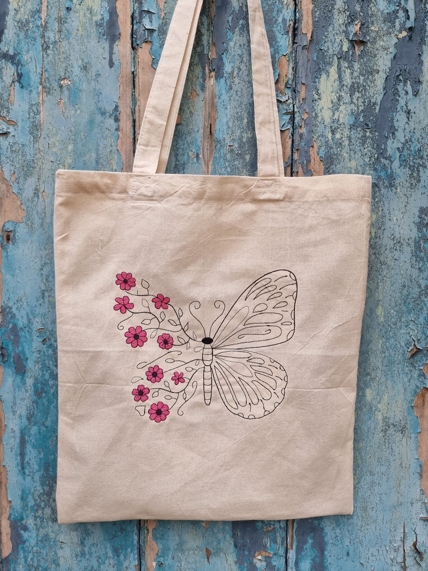 Floral Butterfly | Embroidered Tote Bag