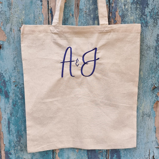 Pair of Initials | Embroidered Tote Bag